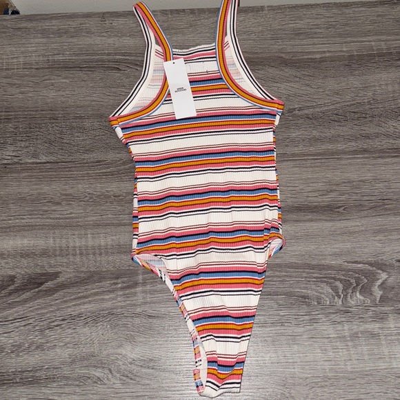 Out From Under Urban Outfitters Ribbed Rainbow Striped Bodysuit – Size S – NWT - Picture 4 of 4